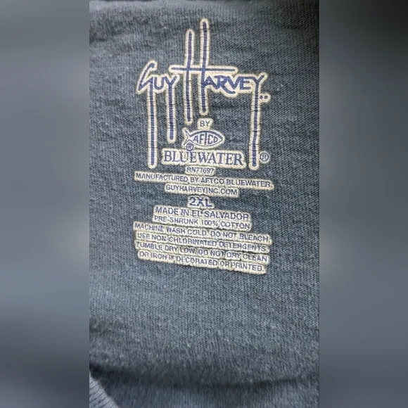 Guy Harvey Original Blue Cotton Fishing Tshirt Size XXL - Picture 4 of 5